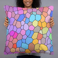 Colorful mosaic pattern accent pillow in vibrant pastel colors