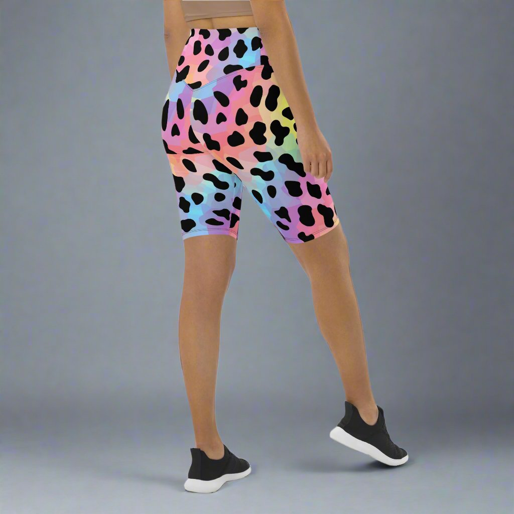 Vibrant Leopard Print Biker Shorts for Women