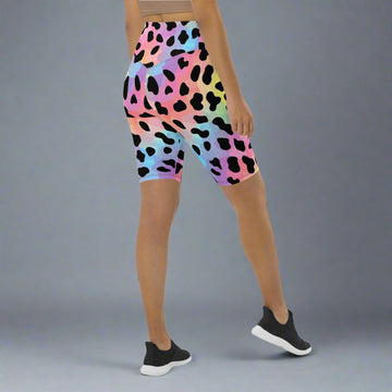 Vibrant Leopard Print Biker Shorts for Women