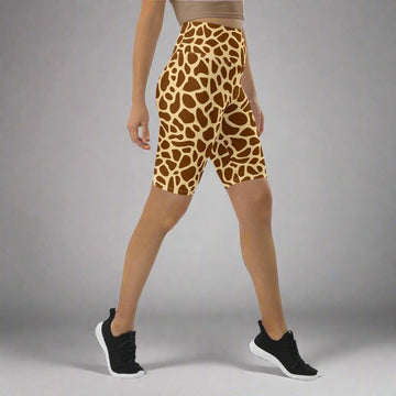 Giraffe Print High-Waisted Biker Shorts