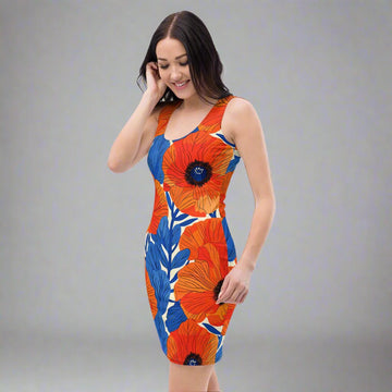 Floral Bodycon Dress with Bold Prints