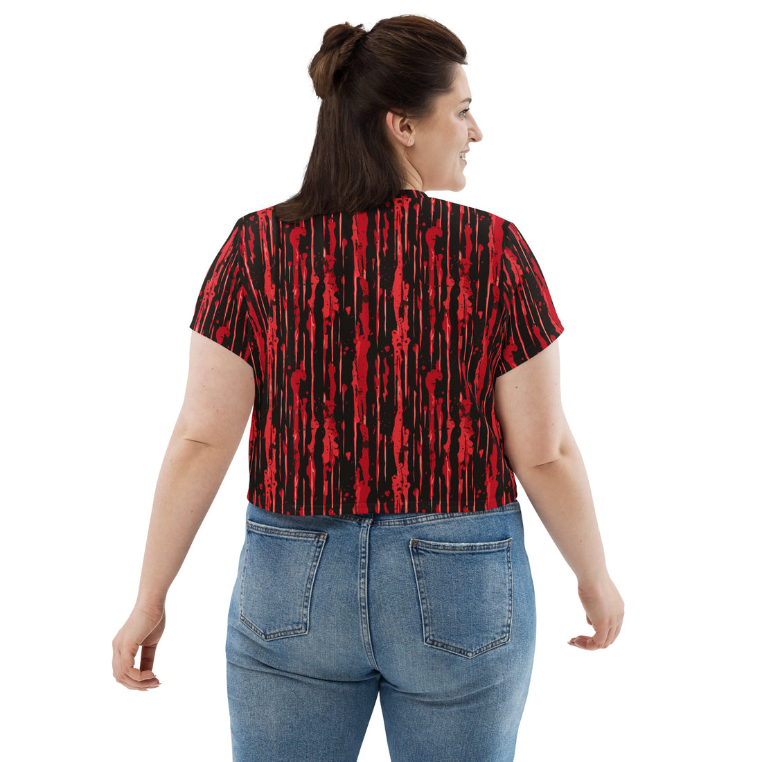 Halloween-Inspired Crop Tee with Edgy Red and Black Design