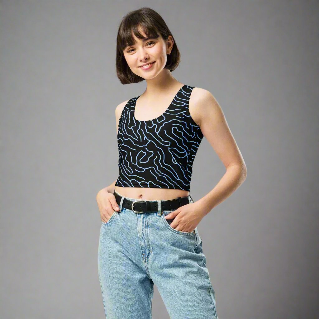 Stylish Graphical Crop Top with Body-Hugging Fit