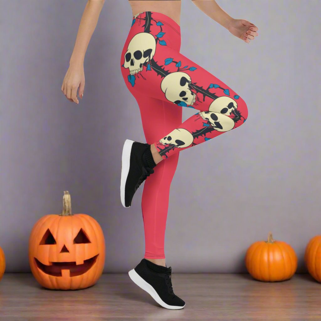 Halloween Floral Printed Leggings for Women | Elysian Loom