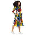 Vibrant long sleeve midi dress with abstract design