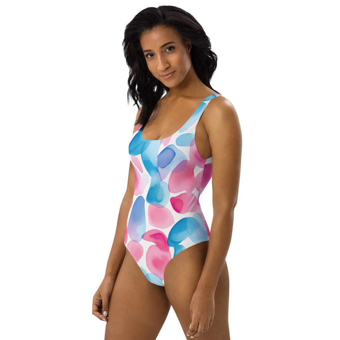 Chic Watercolor One-Piece Swimsuit for All Body Types