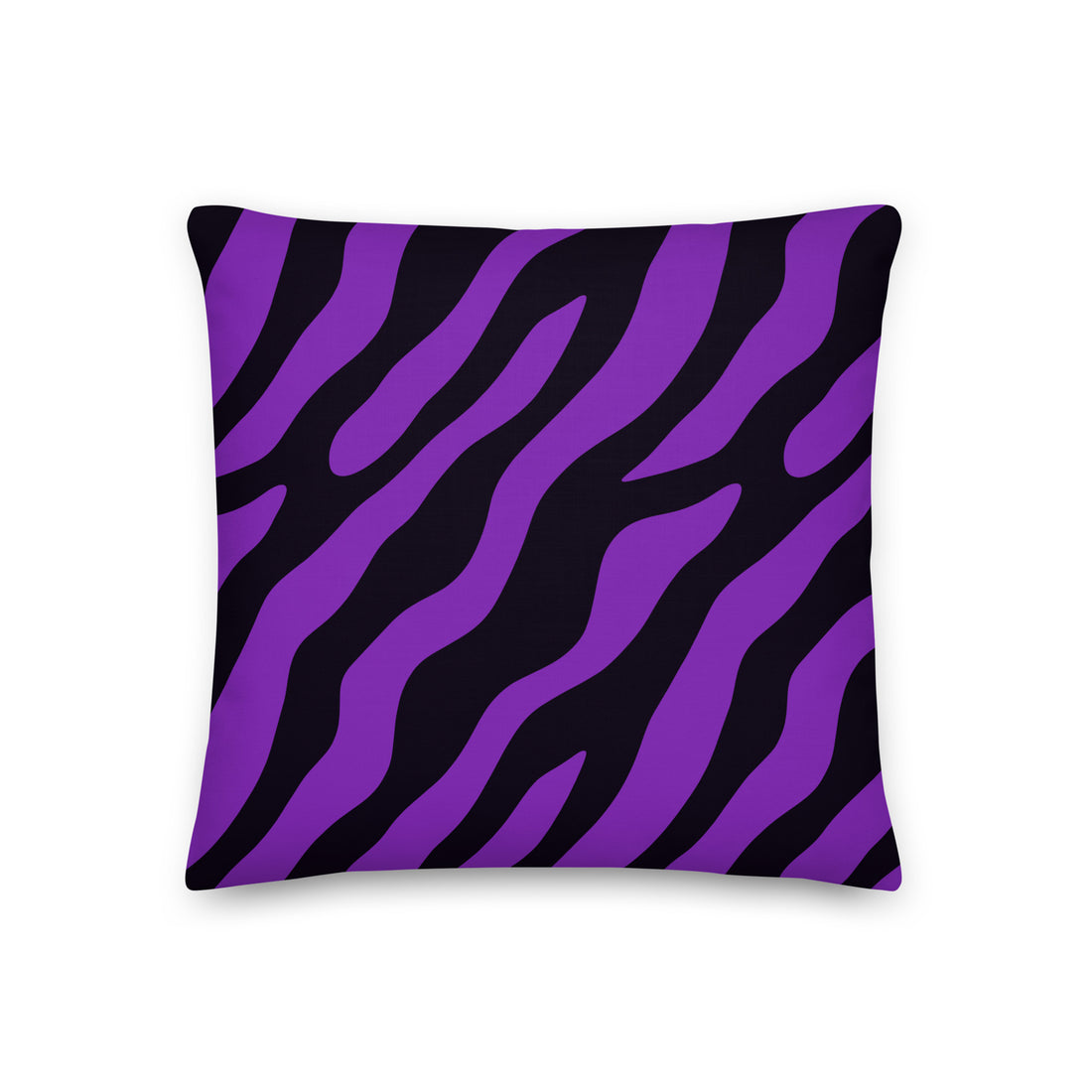 Vibrant purple zebra print premium pillow with black stripes