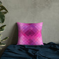 Winter Wonderland Knitted Pillow with a vibrant pink geometric pattern for holiday decor