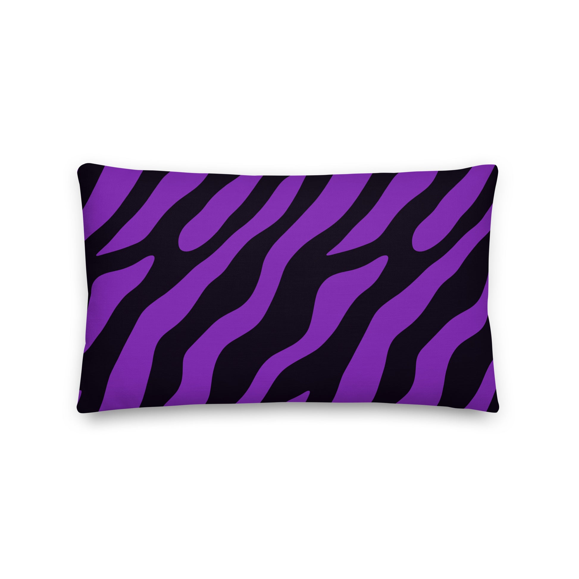 Vibrant purple zebra print premium pillow with black stripes