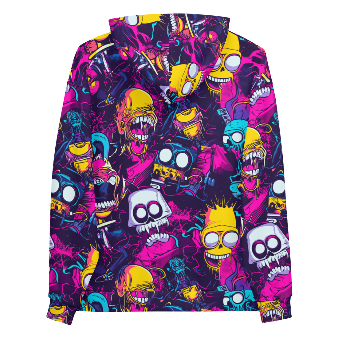 Colorful Halloween skull print hoodie for women, featuring vibrant designs on soft fabric.