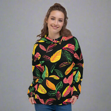 Vivid Leaf Print Unisex Hoodie