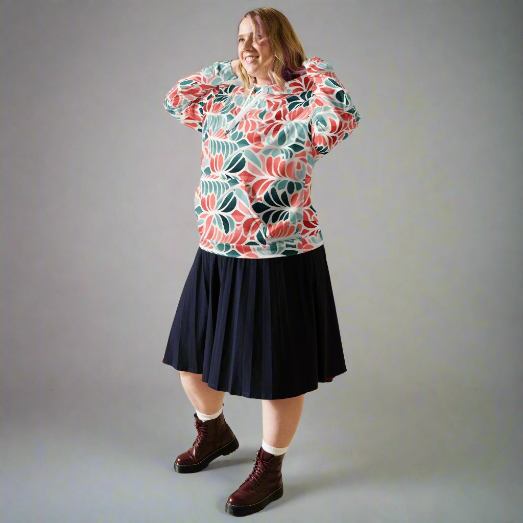 Floral-Patterned Unisex Hoodie - Stylish & Cozy