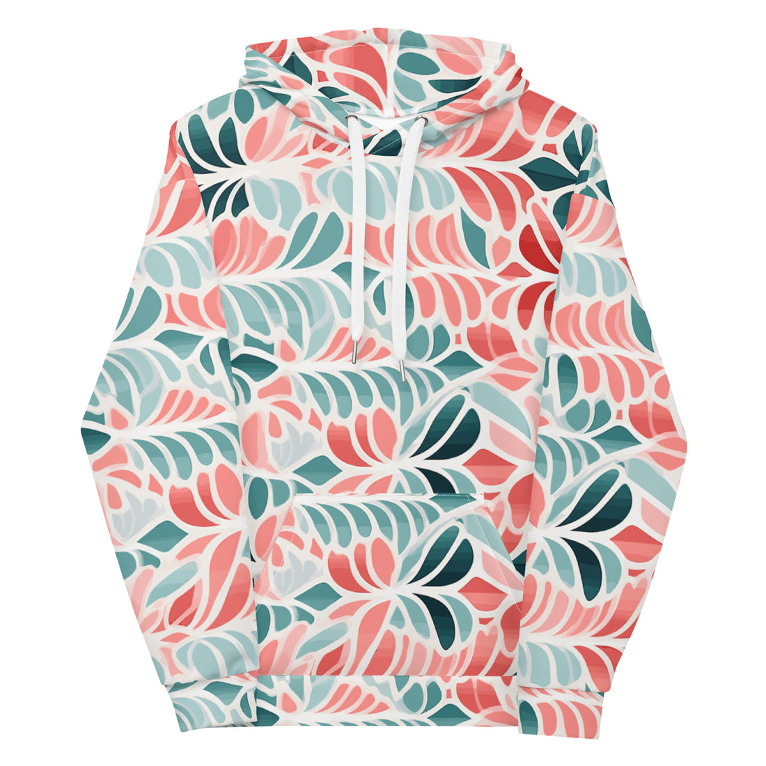 Floral-Patterned Unisex Hoodie - Stylish & Cozy