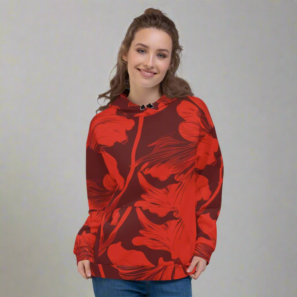 Floral Print Unisex Hoodie - Vibrant & Cozy Style