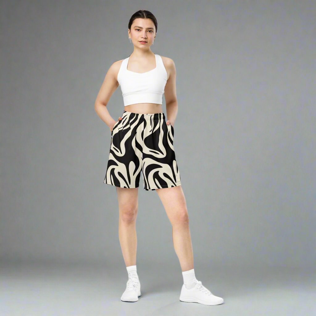 Unisex Abstract Print Mesh Shorts