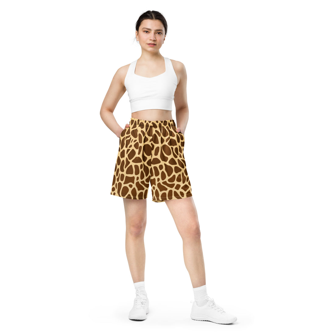 Giraffe Print Unisex Mesh Shorts - Eco-Friendly & Versatile