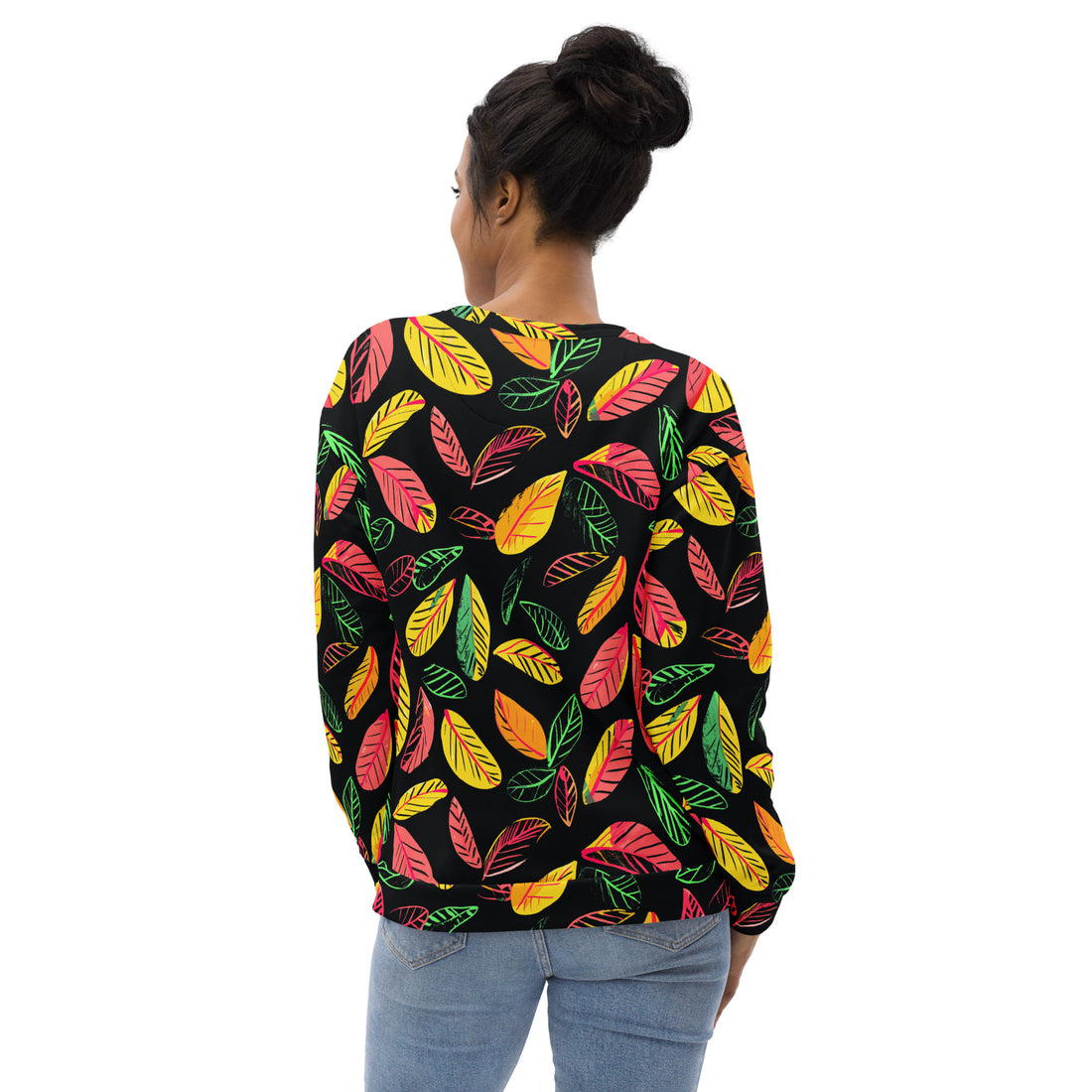 Vibrant Leaf Print Unisex Sweatshirt