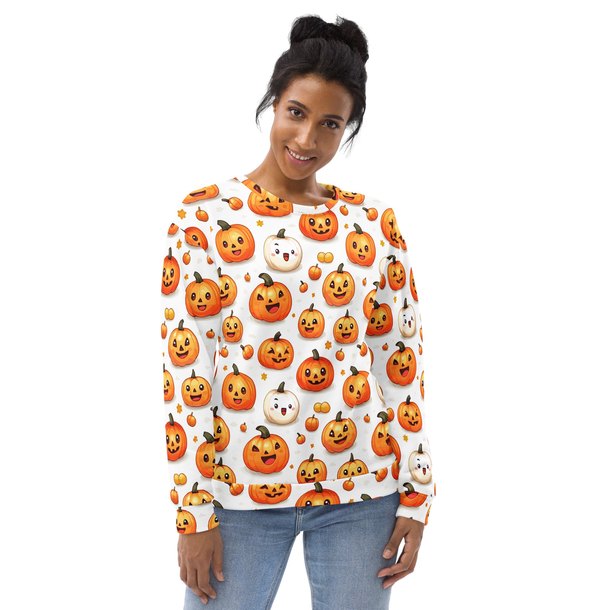 Charming Halloween Pumpkin Sweatshirt featuring playful pumpkins