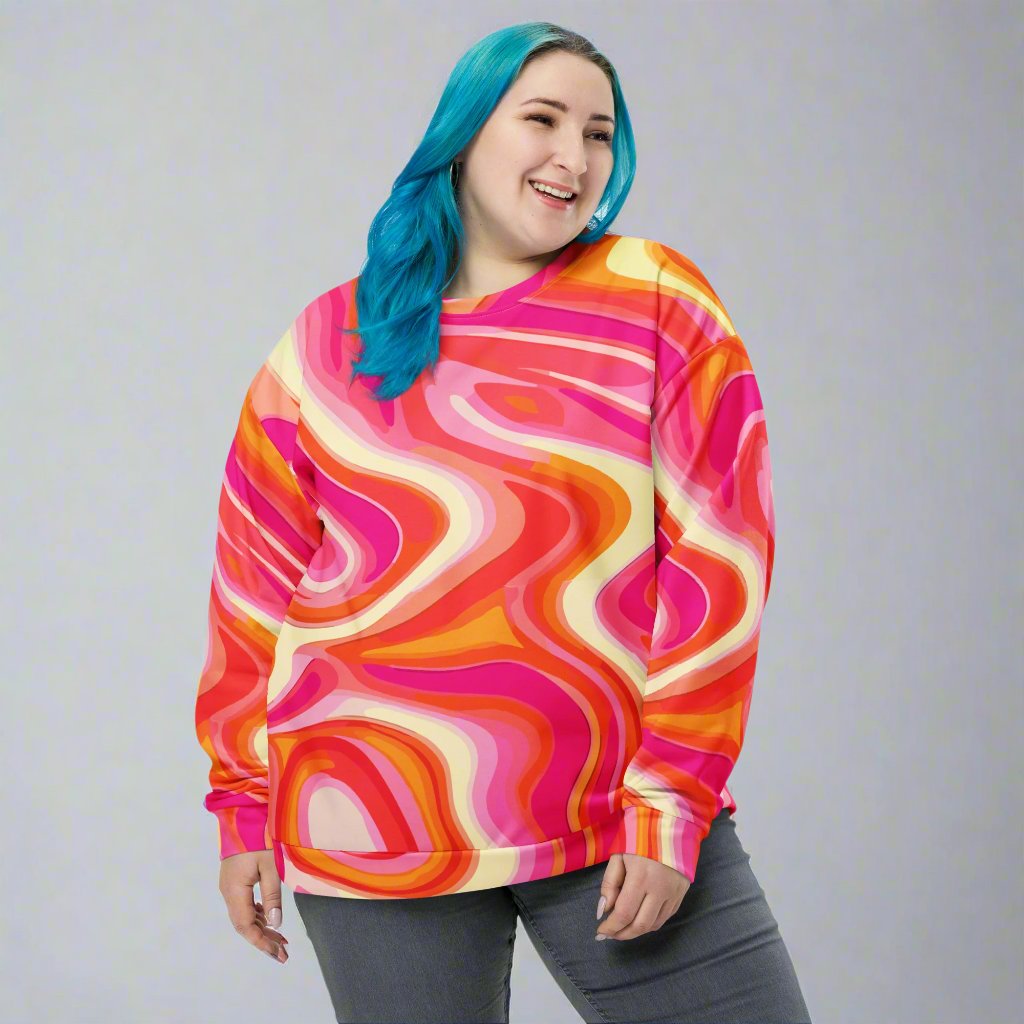 Eco-Friendly 70s Groove Psychedelic Sweatshirt