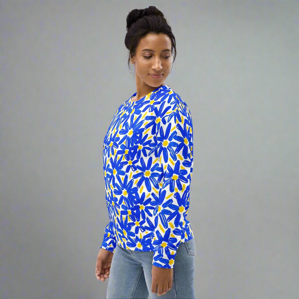 Floral Delight Unisex Sweatshirt – Vibrant Daisy Print