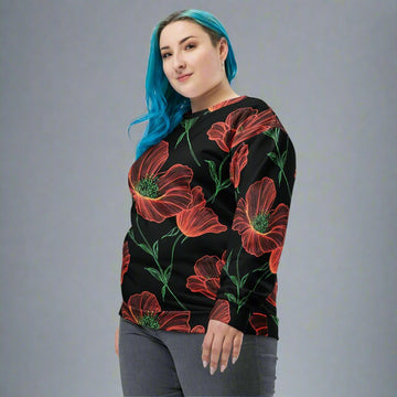 Floral Unisex Sweatshirt | Eye-Catching Black Background