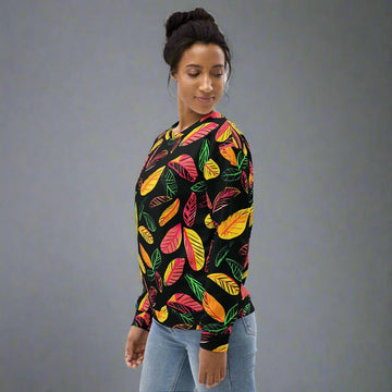 Vibrant Leaf Print Unisex Sweatshirt