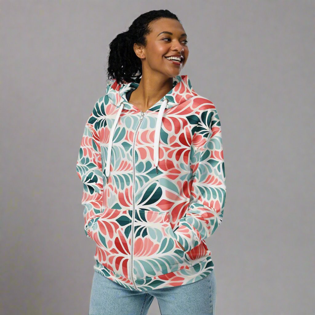 Eco-Friendly Floral Zip Hoodie for Everyday Comfort