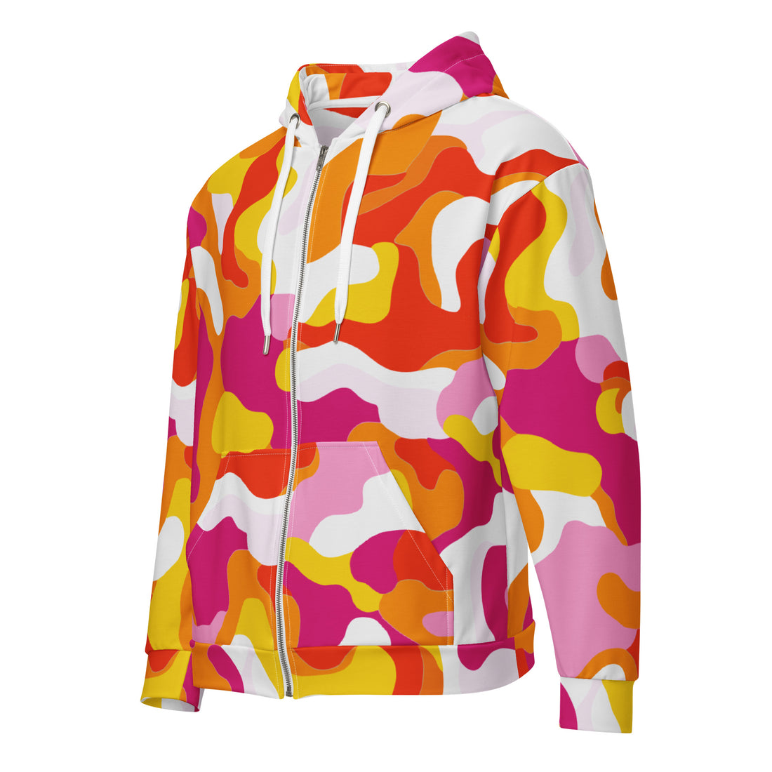 Eco-Friendly Retro Waves Psychedelic Zip Hoodie for Women