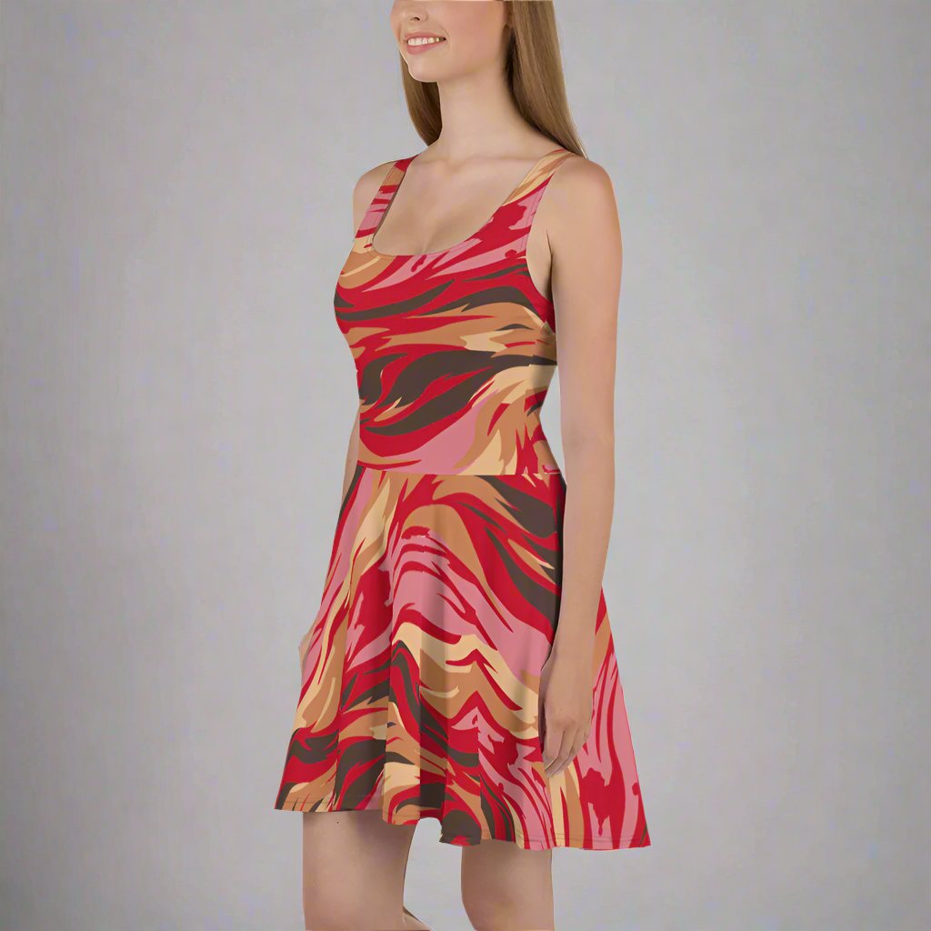 Vibrant Abstract Pattern Skater Dress