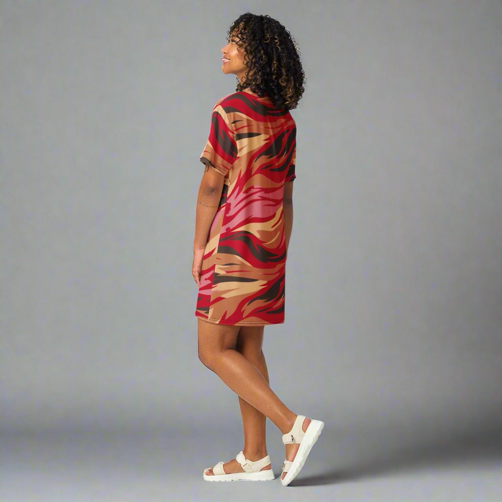 Flaming Waves Oversized T-Shirt Dress