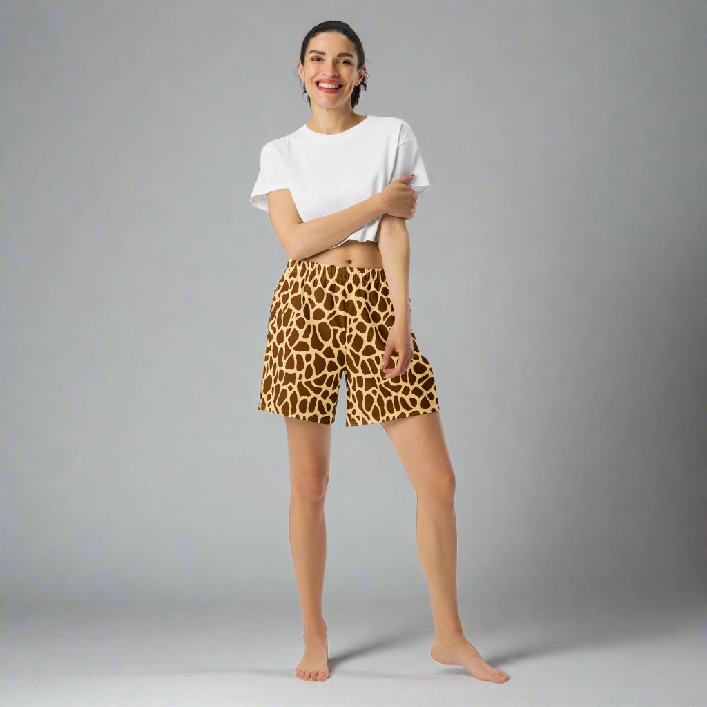 Giraffe Print Unisex Athletic Long Shorts