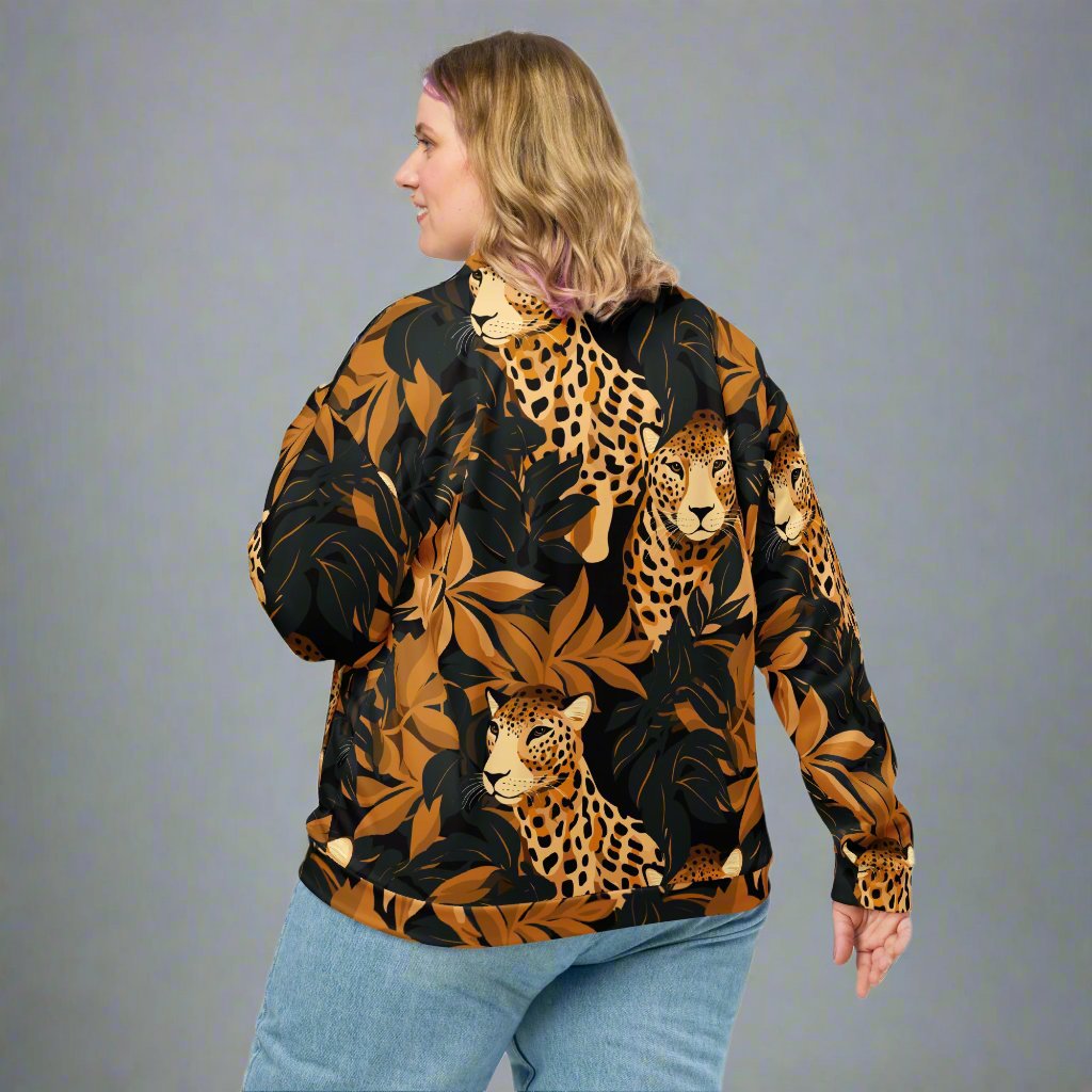 Vibrant Leopard Print Bomber Jacket for Unisex