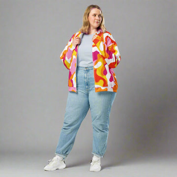 Vibrant Retro Waves Psychedelic Bomber Jacket