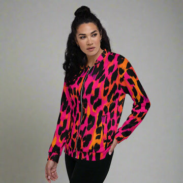 Vibrant Leopard Print Unisex Bomber Jacket