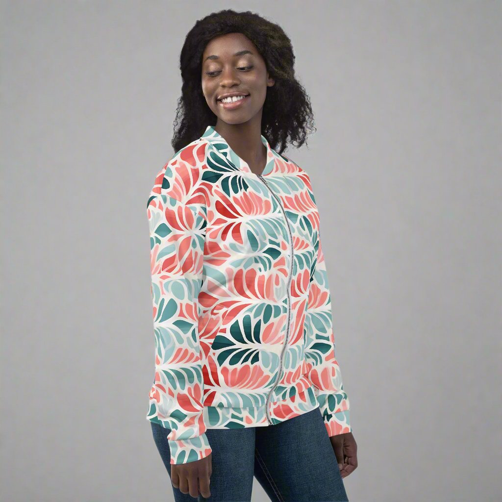 Floral Print Unisex Bomber Jacket