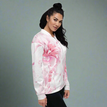 Vibrant Floral Print Bomber Jacket