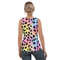 Colorful leopard print tank top featuring a vibrant design with pastel colors