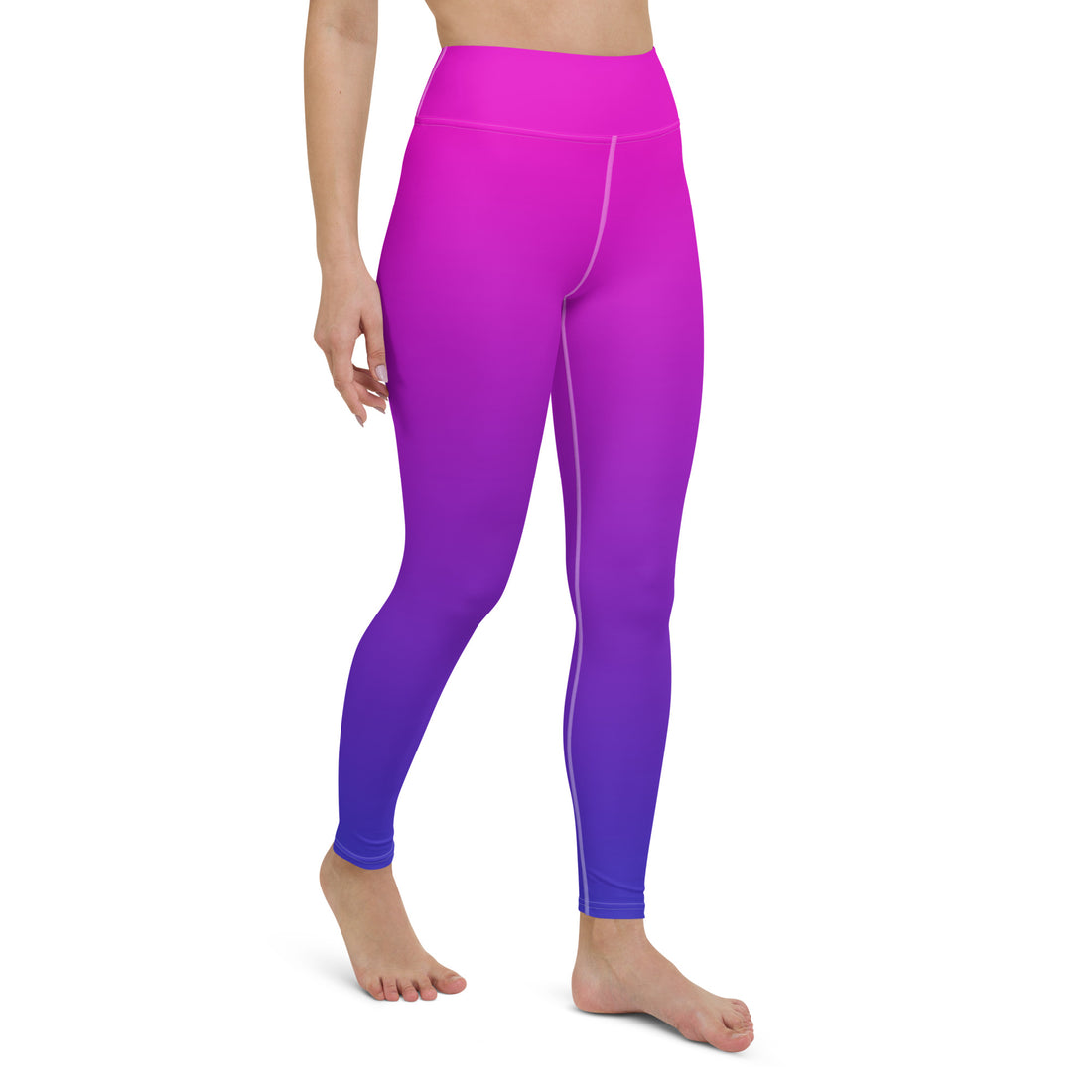 Halloween-themed ombre yoga leggings in purple to pink gradient.