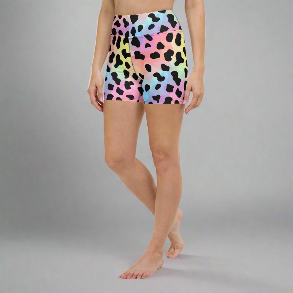 Colorful Leopard Print Yoga Shorts for Active Women