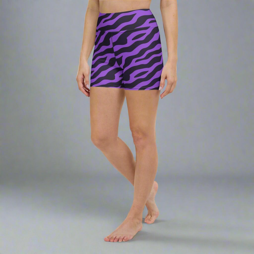 Purple Zebra Print Yoga Shorts for Women