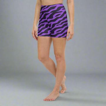 Purple Zebra Print Yoga Shorts for Women