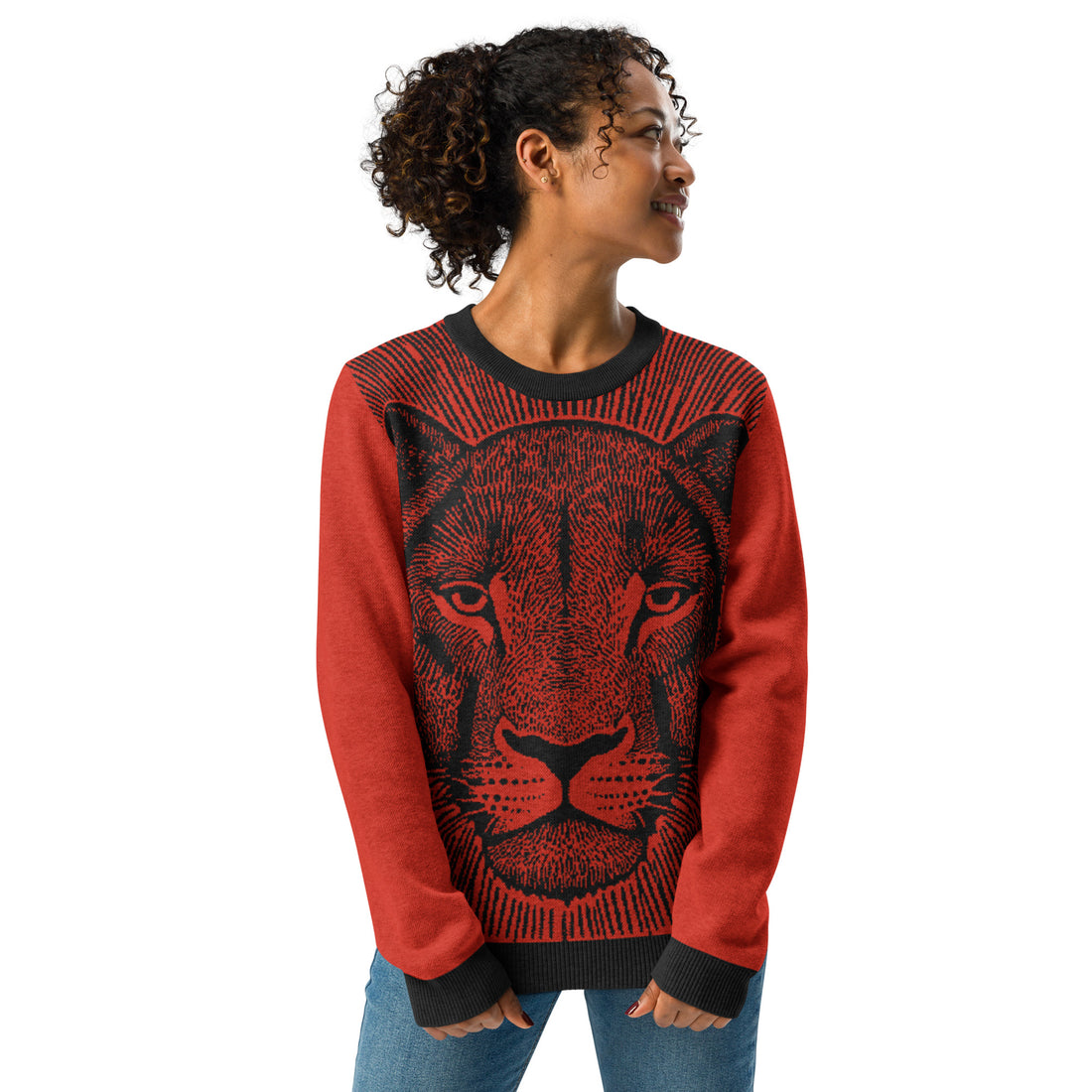 Bold Lionhead Knitted Sweater - Winter Warmth