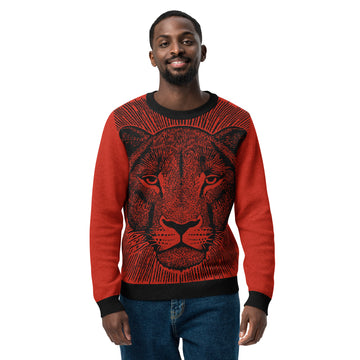 Bold Lionhead Knitted Sweater - Winter Warmth