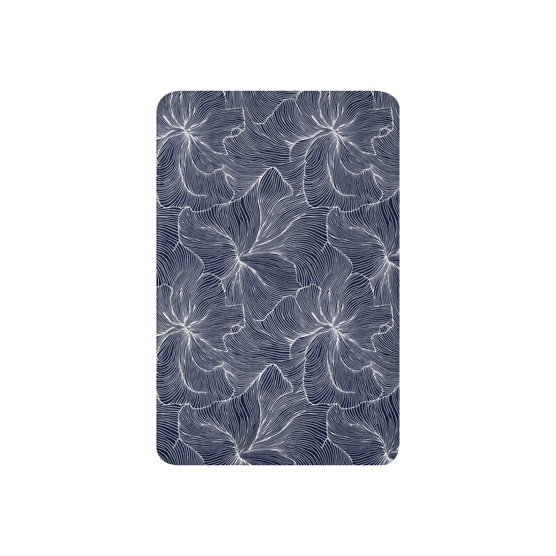 Navy floral sherpa blanket featuring a soft and plush design.