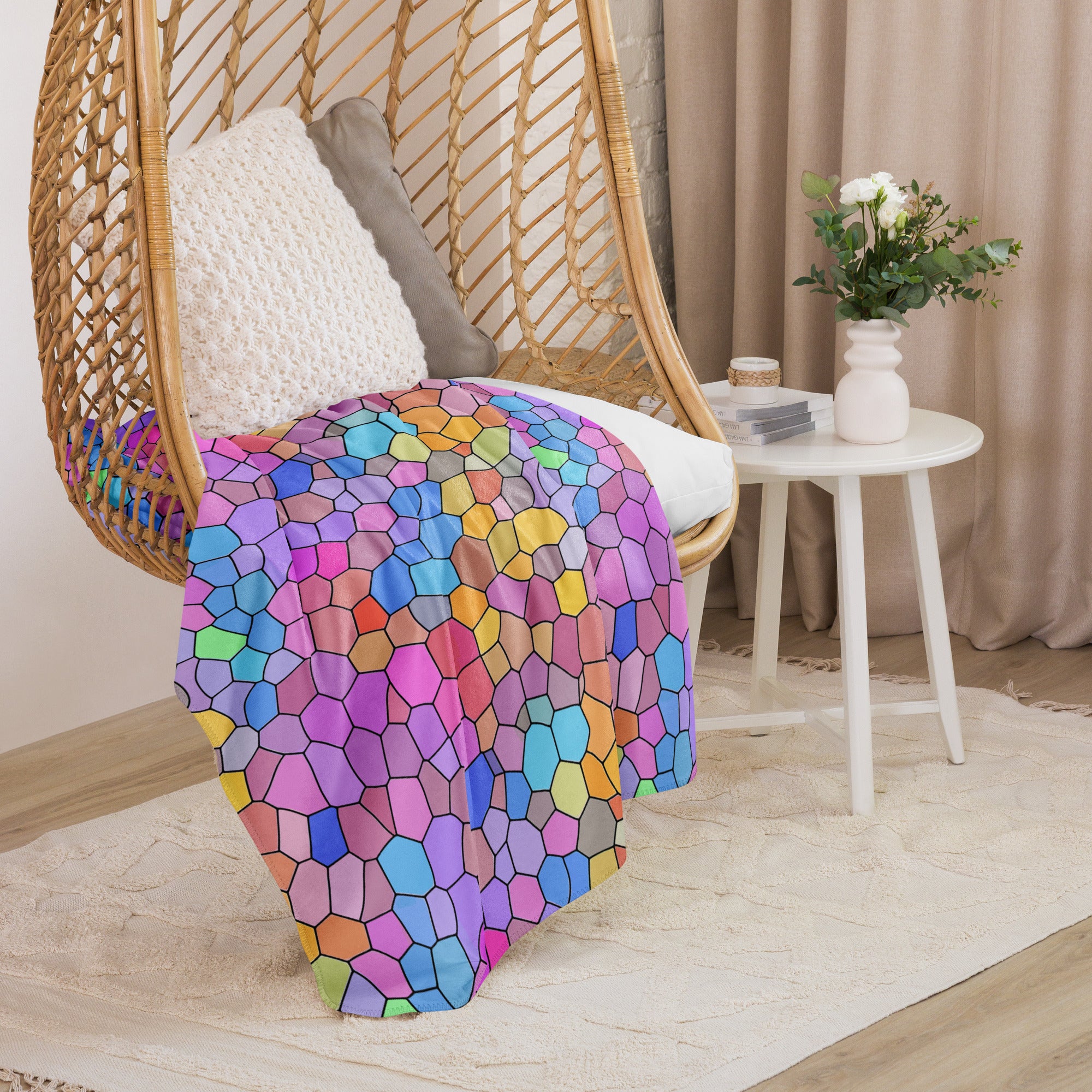 Colorful Mosaic Sherpa Blanket for Ultimate Comfort