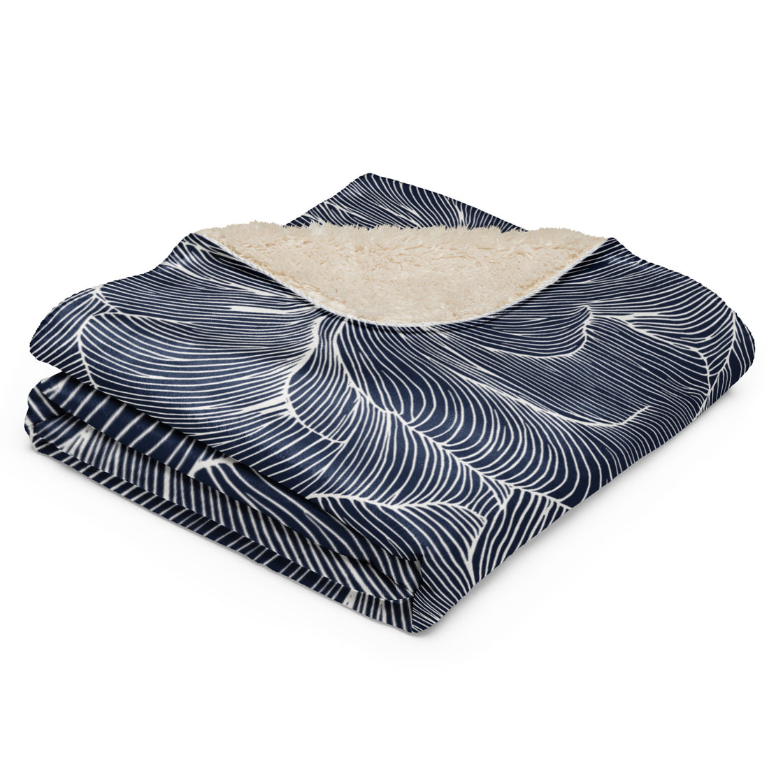 Navy Floral Sherpa Blanket - Ultimate Comfort & Coziness