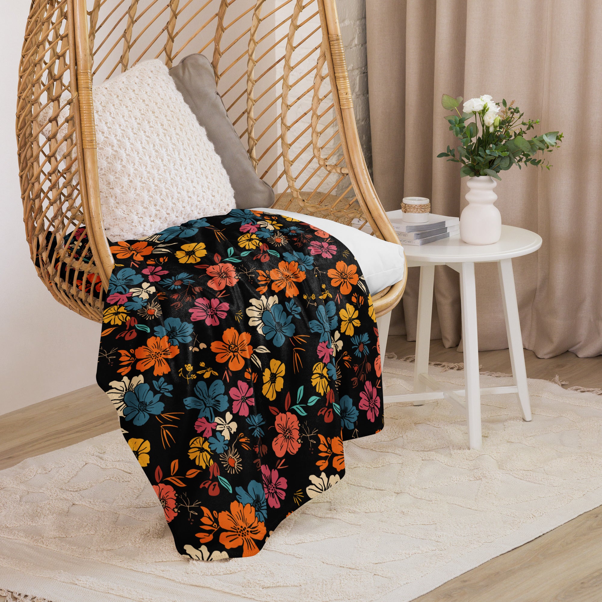 Floral Sherpa Blanket for Cozy Comfort