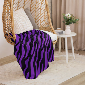 Vibrant Purple Zebra Print Sherpa Blanket