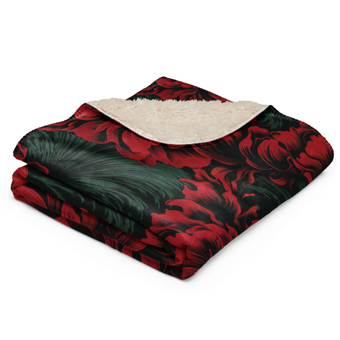 Elegant Floral Sherpa Blanket