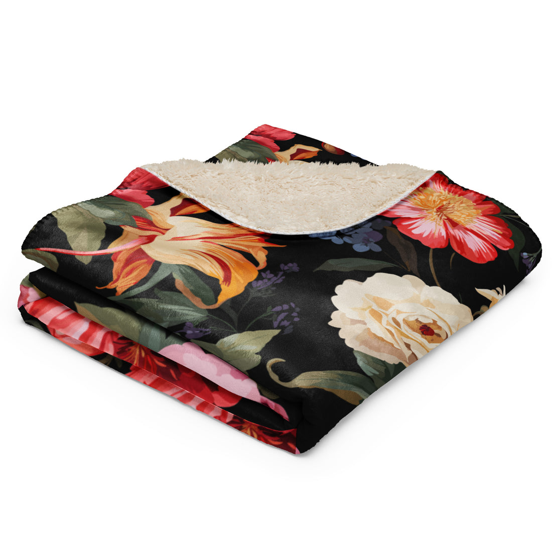 Vibrant Floral Sherpa Blanket